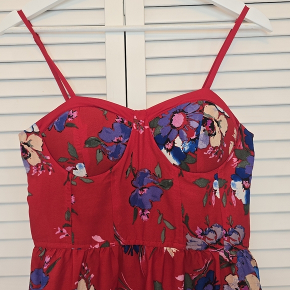 BAND OF GYPSIES Floral Maxi Dress Red Women Medium Boho Cottagecore Summer Retro - Picture 3 of 13